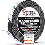 REORDA® Magnetband selbstklebend stark - Magnetstreifen selbstklebend mit starkem 3M...