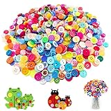 1000 Stück Bunte Knöpfe, Runde Bastelknöpfe, Kunststoff Bastelknöpfe...