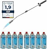 Unkrautbrenner RHP Unkrautvernichter 80cm, inkl 8 Butangaskartuschen je 227g, Gasbrenner...
