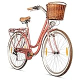 Bergsteiger Marseille 26 Zoll Damenfahrrad, ab 150 cm, Korb aus Rattan,...
