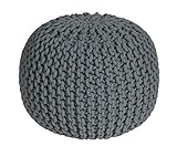 HOMESCAPES Pouf Strickpouf rundes Bodenkissen, Sitzpouf 35 x 40 cm, gepolsterter...