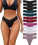 BeReady Baumwolle String Tanga Damen Spitze Unterhosen Frauen V-Waist Atmungsaktiv...