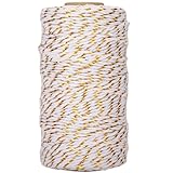 G2PLUS Weiß Baumwollschnur mit Goldschnur, 100M Bäcker Bindfäden Naturliches...