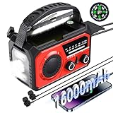 BIAOQINBO 16000mAh Solar Radio,AM/FM Kurbelradio Tragbar USB Notfallradio mit 59200mWh...