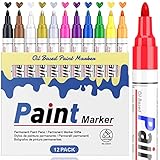 Permanent Marker Wasserfeste Stifte set: 12 Farben zum Steine Bemalen Permanent Marker...
