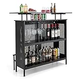 COSTWAY Bartisch Küche, Küchentheke mit Stauraum und Fußstütze, Theke Bar mit...