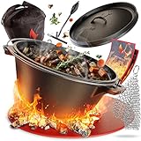 Funkenflug® Rustikaler Dutch Oven [ca. 8 Liter] - Eingebrannter BBQ Feuertopf 8...