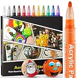 Droaful Acrylstifte für Steine Wasserfest-12 Pc Acrylstifte für Holz, Felsmalerei,...
