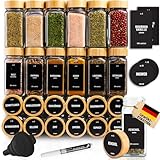 Deco Haus® Gewürzgläser eckig mit Holzdeckel 24er Set [+ Etiketten & Streueinsatz] -...