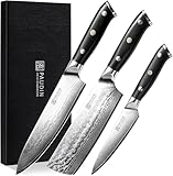 PAUDIN Damastmesser Set, 3-teiliges Messerset