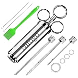 Fleischspritze, BBQ Bratenspritze mit 3 Nadeln, 304 Edelstahl-Marinadenspritze-Spritze mit...