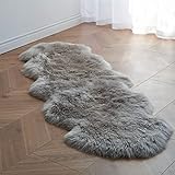 Kunstfell Lammfell Teppich Grau Hochflor, Shaggy Weich Schaffell Teppich...