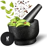 küchenspecht® Mörser mit Stößel Granit - Antirutsch/Kratzer-Pad - schwarzer...