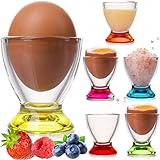PLATINUX Eierbecher Set bunt aus Glas (6-Teilig) Eierständer Frühstück...