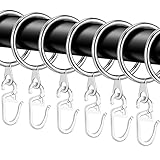 40 pcs Silber Metall Vorhangringe,Vorhang Hängend Ringe und Kunststoff Gardinenhaken für...