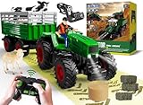 PENGBU RC Ferngesteuerter Traktor mit Anhänger, 2.4 GHz Traktor Ferngesteuert...