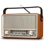 PRUNUS J-120 AM/FM/SW Retro Radio Klein, Kofferradio mit 1800mAh Akku, oder AC-Strom,...