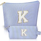 Aucuu Kosmetiktasche Damen, 2 Stück Initialen Make-up-Tasche, Cord-Reise Schminktasche,...