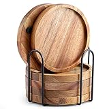WLWNWFT Untersetzer Holz Rund für Gläser 6er Set, Untersetzer aus Akazienholz...
