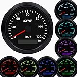 Geloo 85MM GPS Geschwindigkeitsmesser, 7 Farben Hintergrundbeleuchtung 0-120km/h...