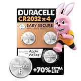 Duracell CR2032 Knopfzellen, CR 2032 Lithium Knopfzelle 3 V (4 Stück), ideal...