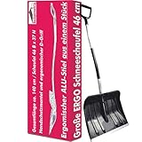 Große Schneeschaufel 46 cm breit mit ergonomischem Aluminium-Stiel und D-Griff...