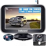 DoHonest Kabellos Rückfahrkamera Auto 5' Split Screen Monitor Funk Backup Kamera Set...