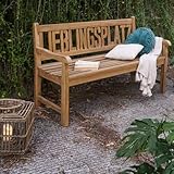 LEBENSwohnART Massive Teak Sitzbank LIEBLINGSPLATZ 150cm Gartenbank Holzbank...