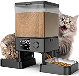 oneisall 5L Futterautomat Katze 2 Näpfe, Katzenfutter Automat mit einem Knopf,...