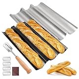 BORDEAG Baguette Backform, 2er Set Baguetteblech für 3 Baguettes mit...