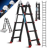 MASKO® Aluleiter Mehrzweckleiter 5,10m 4x5 Sprossen Teleskopleiter ✓...