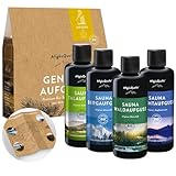 AllgäuQuelle® Saunaaufguss Set Bio 4er Sauna Zubehör 4x100ml Sauna Aufguss - Sauna Set...