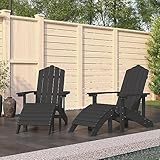 LAPOOH Adirondack-Gartenstühle 2 STK. mit Hockern, Hochlehner, Lehnstühle,...