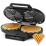MONXOOK Waffeleisen für kuchenartige, 1200W Waffeln waffeleisen zweier, doppelte...