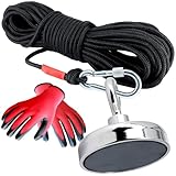 Bergemagnet 80 KG - Angelmagnet Set mit Seil - Ösenmagnet Mit M8 Gewinde - 80mm...