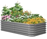 Verzinktes Hochbeet, Outdoor-Pflanzbeet, Metall-Pflanzkasten für Gartenarbeit und...