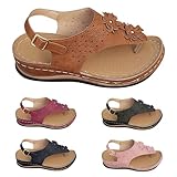 Flache Sandalen Damen Flip Flops Zehentrenner Bequeme Plateau Sommerschuhe Antike...