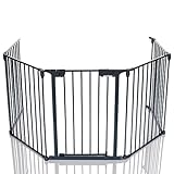 LCP Kids Baby Kaminschutzgitter Metall Laufgitter mit Sicherheitstür faltbar, 295 cm...