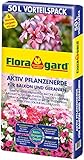 Floragard Aktiv Pflanzenerde für Balkon und Geranien 50 Liter - mit 6 Monate...