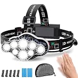 MLIAIMCE Stirnlampe, Superheller Stirnlampe LED Wiederaufladbar 18000 Lumen 8 LED 8 Modi...