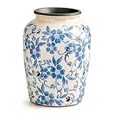 Keramische Vase, Weiß und Blau Porzellan, Rustikale Dekoration für Zuhause,...