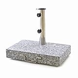 Nexos Sonnenschirmständer Granit Edelstahl 25kg halb eckig mit Griff und Räder 45,5 x 28...