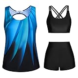 JASAMBAC Damen Bikini,3-Teiliger Tankini Damen Bauchweg, Push-Up-Bikinioberteil Und High...