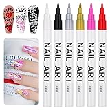 6 Farben 3D Nagelkunststift Set, Kalolary Nagelspitze 3D Nail Art Pen, Graffiti...