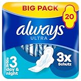 Always Ultra Binden Damen Gr. 3, Day & Night (20 Damenbinden mit Flügeln) Big...