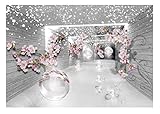 FORWALL Fototapete 3D Effekt Blumen Magischer Tunnel Holz Moderne - ink. Kleister -...