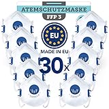 FFP3 Maske mit Ventil - Atemschutzmaske FFP3 R WIEDERVERWENDBAR (30 STK.) - Made in EU CE...