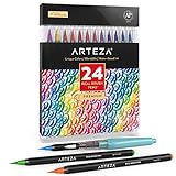 Arteza Pinselstifte, Set mit 24 Stiften in verschiedenen Farben, hochwertige Brush Pen...