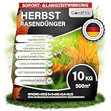 Herbstrasendünger Langzeitwirkung 10kg Sack für 500qm² | Rasendünger verdrängt Moos |...
