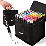 Kebuye Alkohol Marker, 48 Farben Alcohol Marker, Alkohol Permanenter Marker Set Twin Tip...